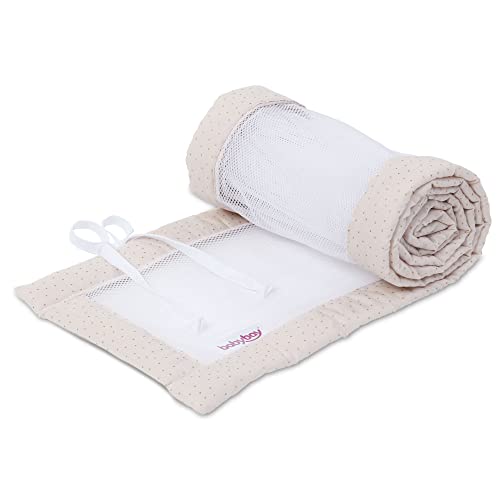 babybay Cot Bumper Mesh Royal - Beige Glitter Dots