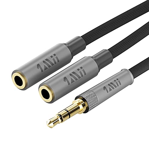 1Mii 3.5mm Male to 2x Female Stereo AUX Cable (1 Feet, 0.3 m)
