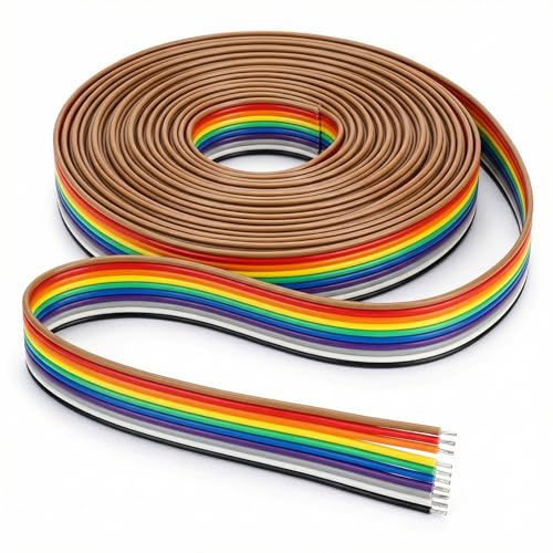 QWORK® Flat Ribbon Cable, Jumper Wires 10-Pin 1.27mm for 2.54mm Connectors, 6M