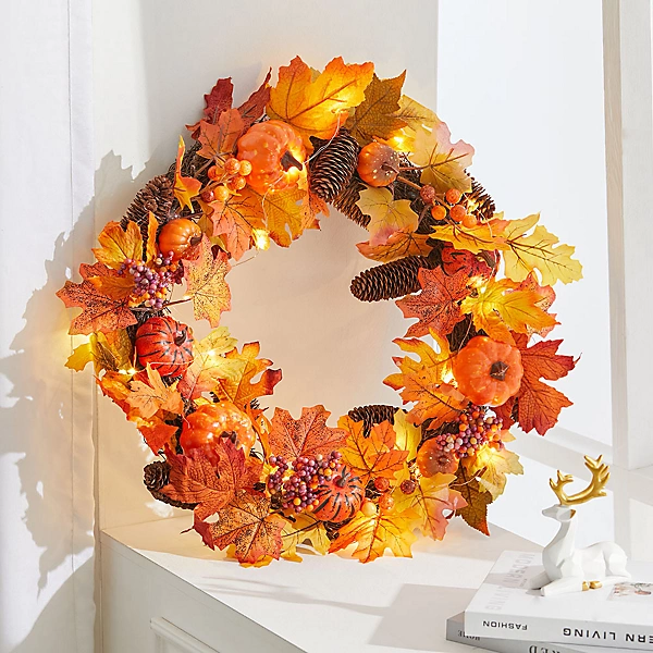 Livarno Korke Deko-Türkranz – Autumn Door Wreath, Natural Materials, Hanging Rope