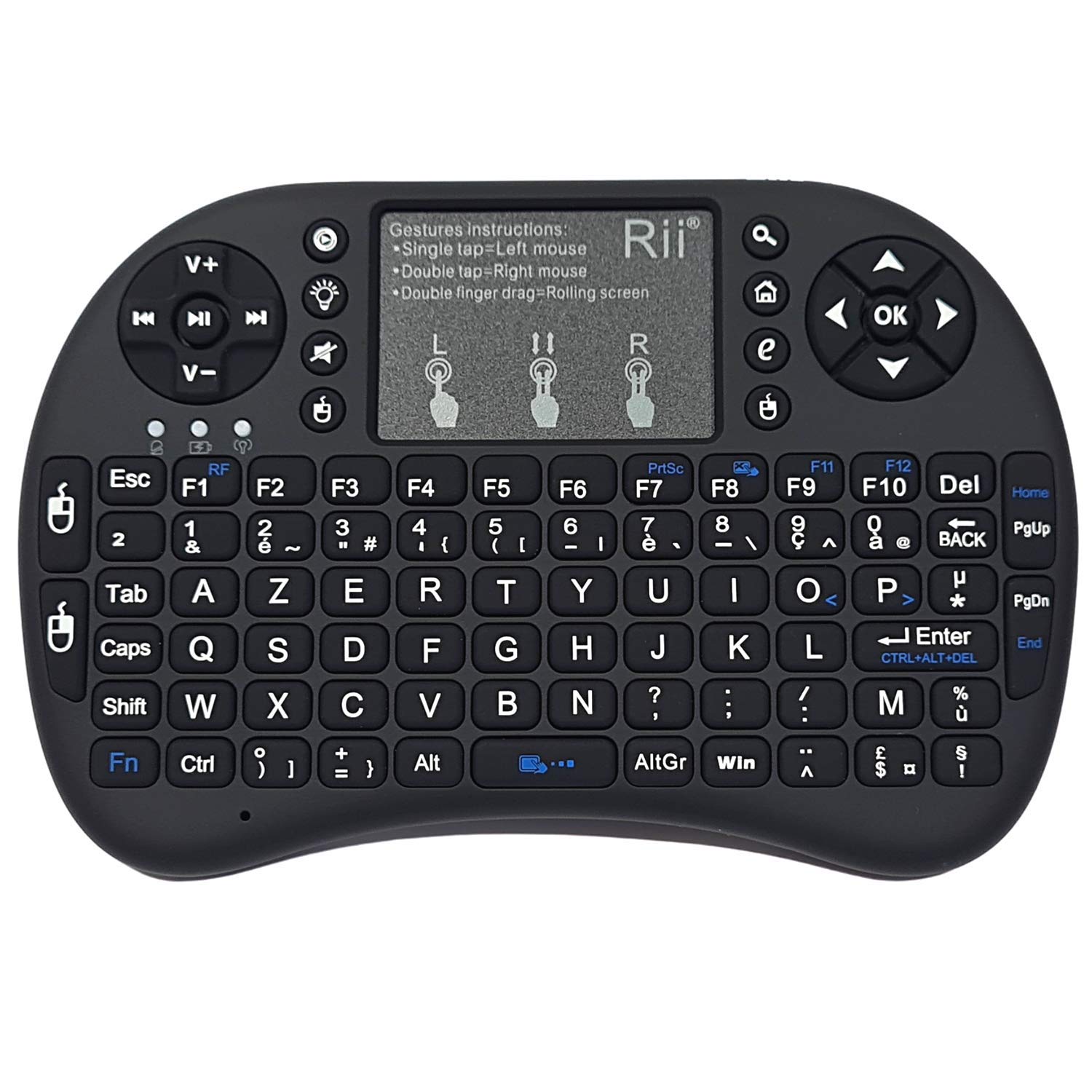 Rii – Mini Tastierë Wireless me Touchpad, e Zezë