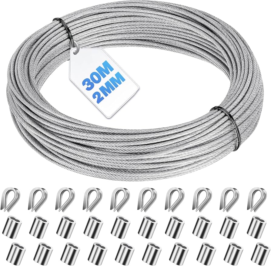 Set Teli Inox i Veshur me PVC – 30 m × 2 mm