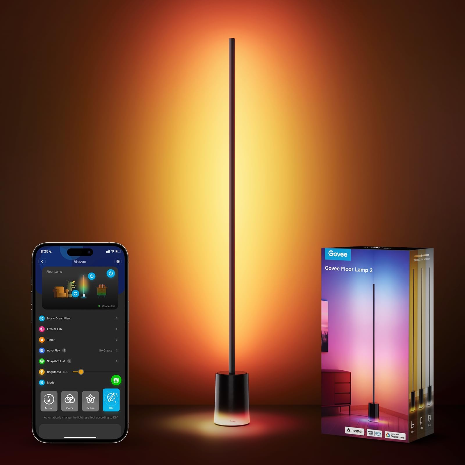 Govee RGBICWW Floor Lamp Pro H6079 – Llambë Dyshemeje Smart RGB me Altoparlant Bluetooth