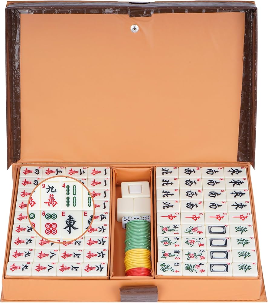 lehom – Set Lojë Mahjong Kineze me Kuti, 144 Pjesë